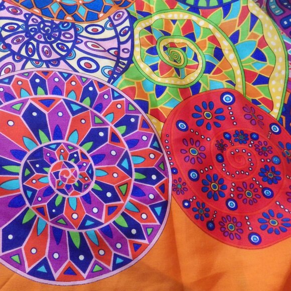 Stunning Extra-Large Silk Scarf/ Wrap/ Bright Colors/ 43" X 43" - Picture 5 of 7